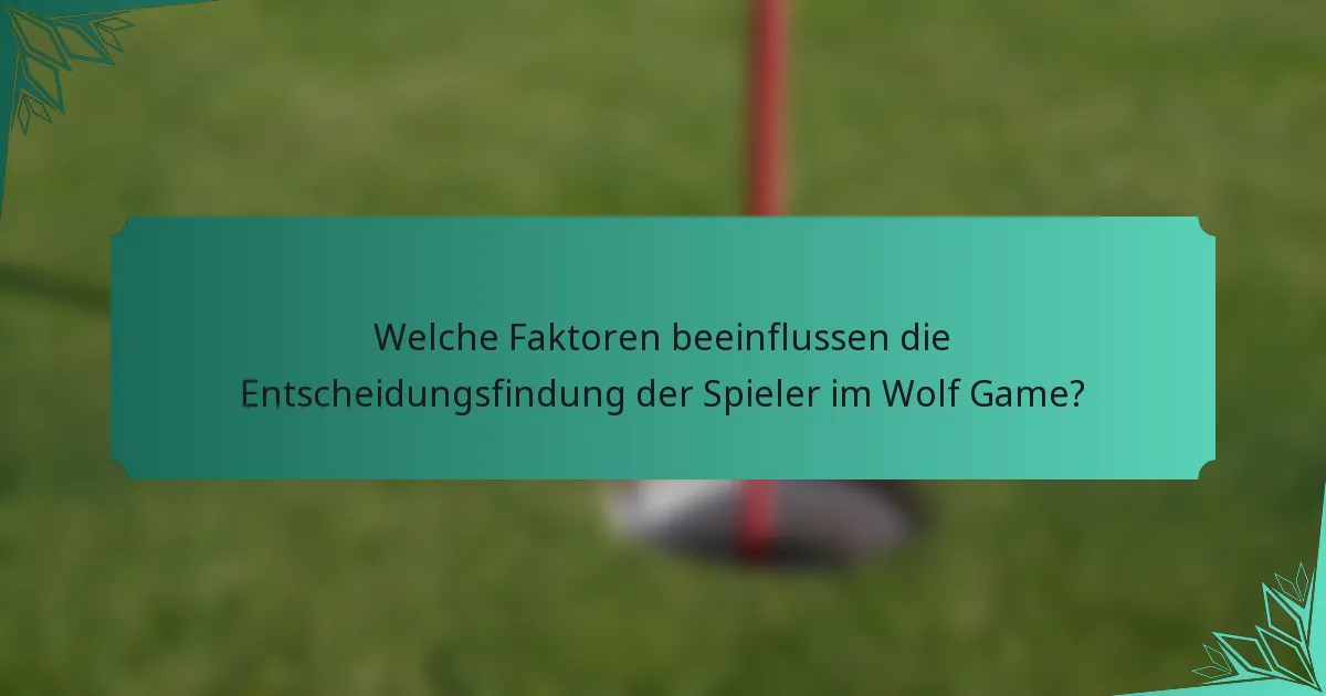 Welche Faktoren beeinflussen die Entscheidungsfindung der Spieler im Wolf Game?