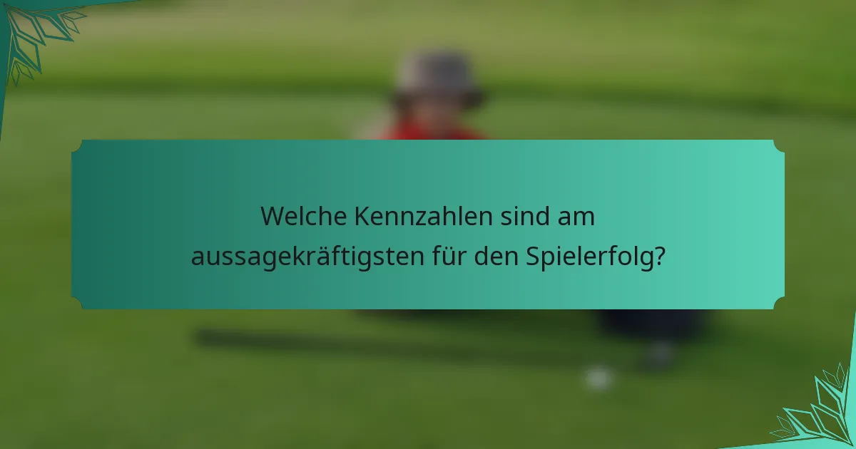 Welche Kennzahlen sind am aussagekräftigsten für den Spielerfolg?