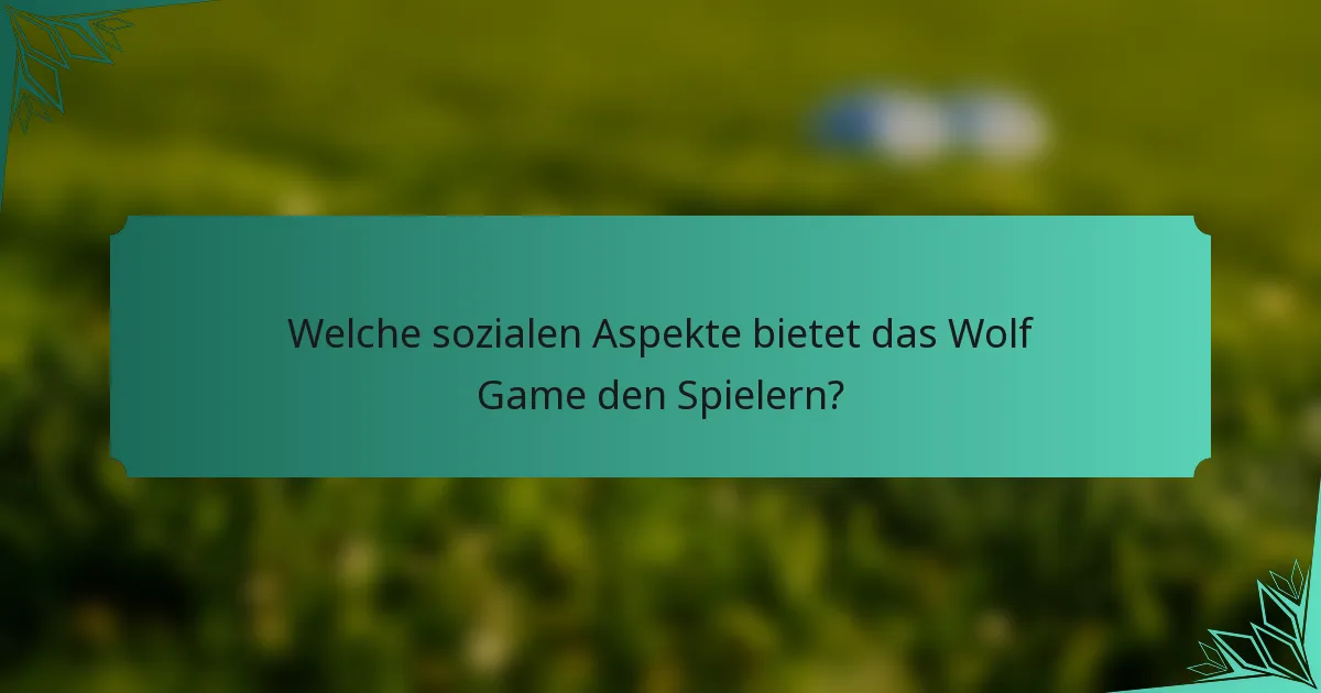 Welche sozialen Aspekte bietet das Wolf Game den Spielern?